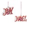 Melrose Peppermint Joy and Noel Glass Christmas Ornaments - 4.75" - Red and White - 6ct